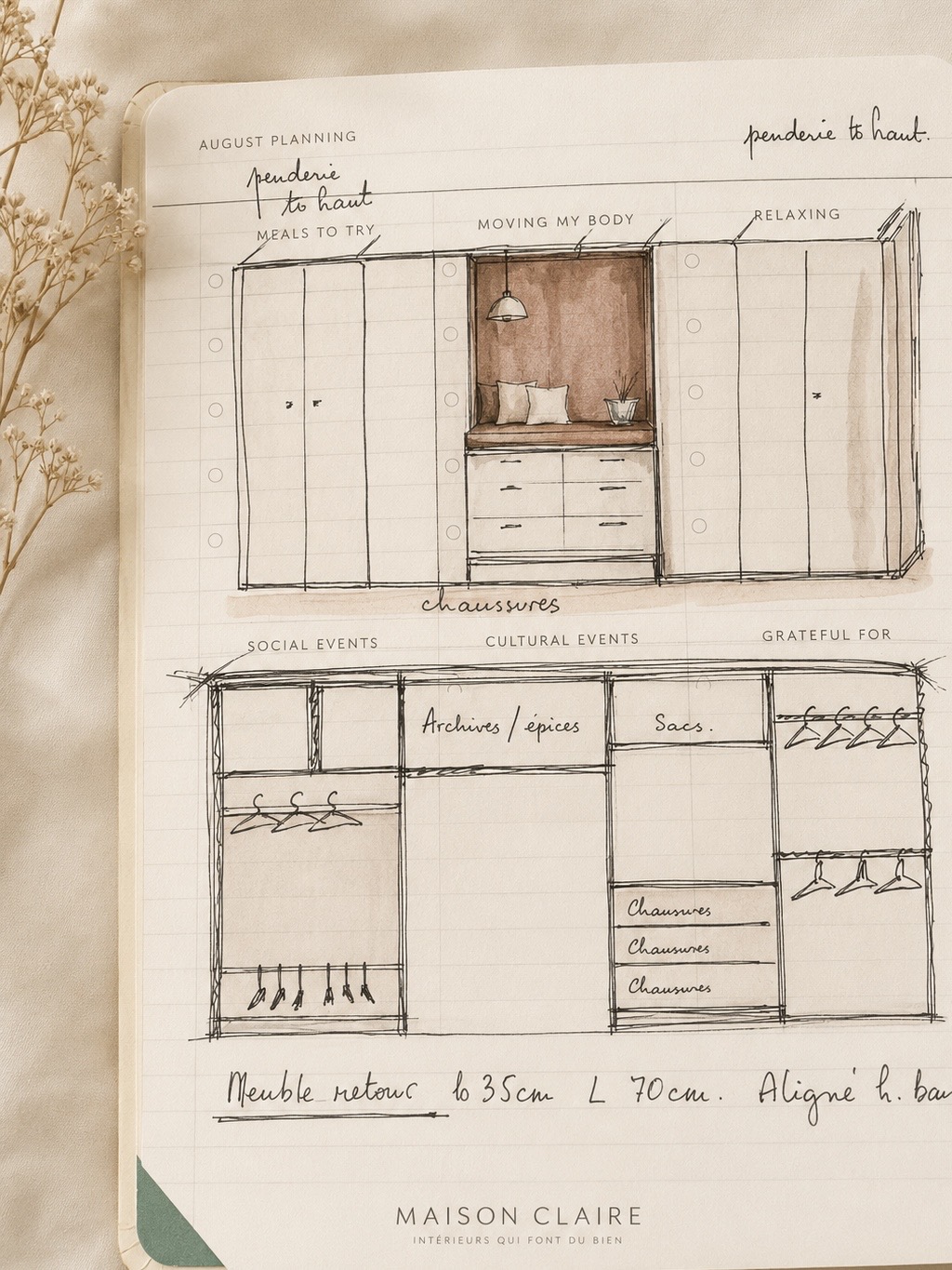 Croquis de projet Maison Claire — carnet de travail